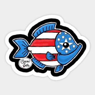 American flag fish gift for special USA holidays Sticker